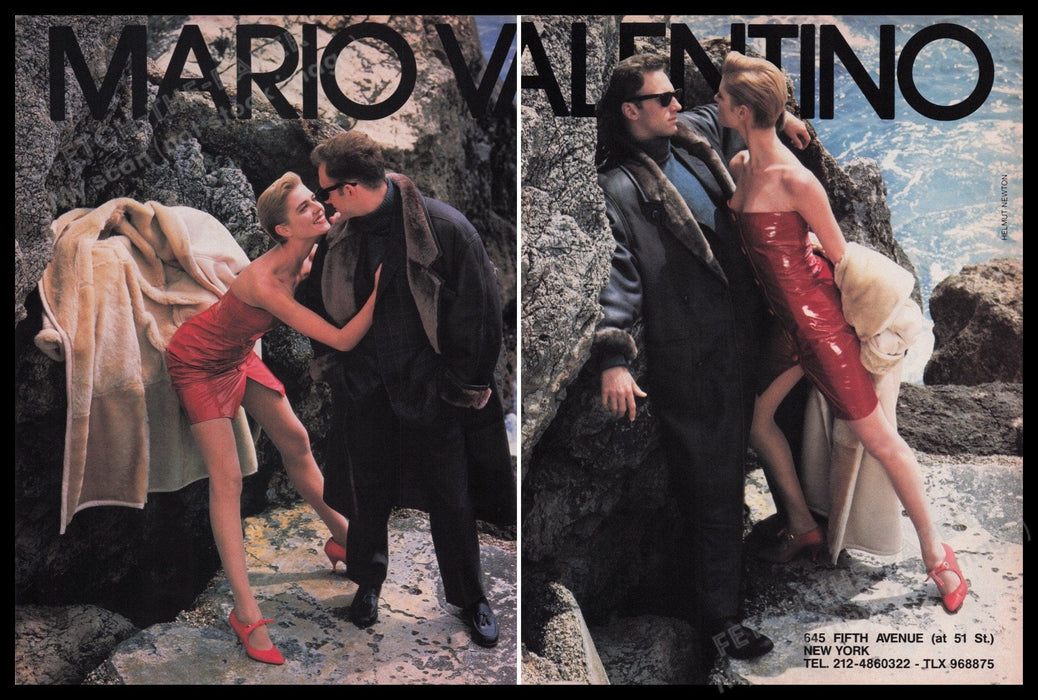 Mario Valentino Clothing 1980s Print Advertisement (2 pgs) 1987 Legs Rocks Fetch the Paper!