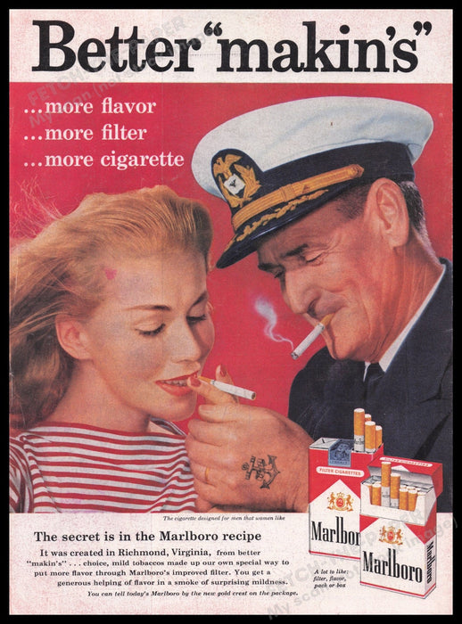 Marlboro Cigarettes "Better Makin's" 1950s Print Advertisement Ad 1959 Fetch the Paper!