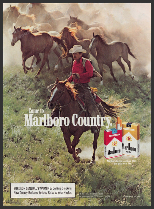 Marlboro Cigarettes Darrell Winfield 1980s Print Advertisement Ad 1987 Galloping Fetch-the-Paper