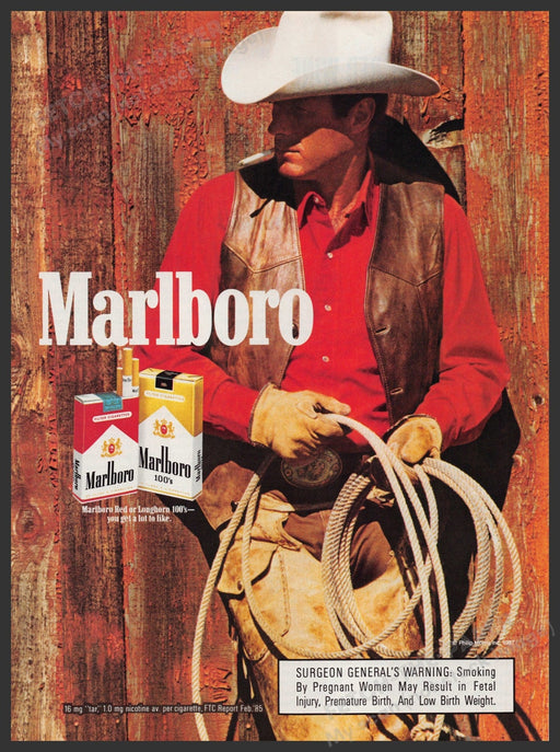 Marlboro Cigarettes Man Cowboy Robert Norris 1980s Print Advertisement Ad 1987 Fetch-the-Paper