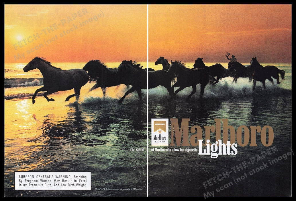 Marlboro Cigarettes Sunset 1990s Print Advertisement (2 pages) 1993 Fetch the Paper!