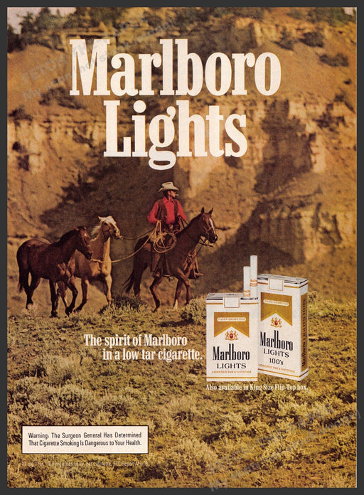 Marlboro Lights 1980s Print Advertisement 1982 Leading Two Horses Fetch-the-Paper