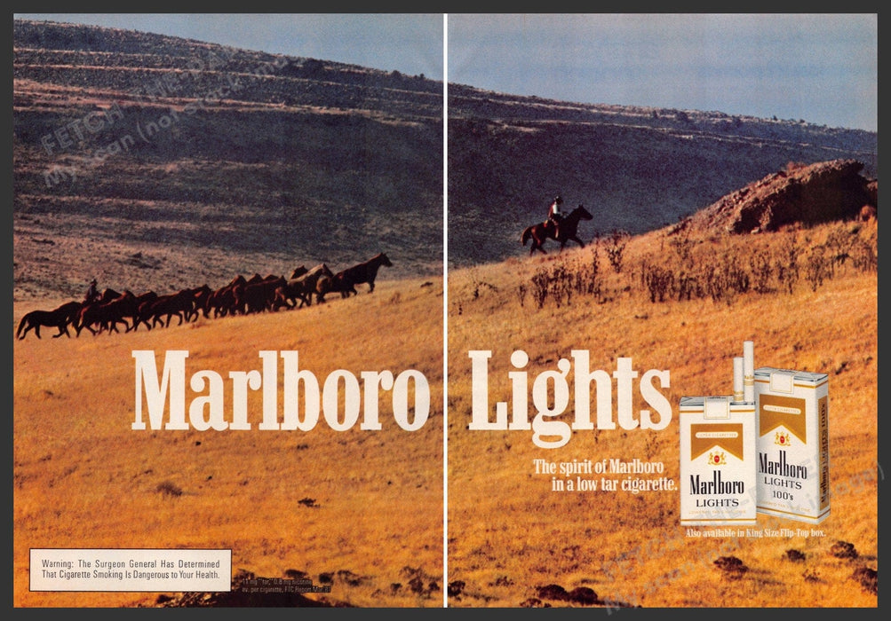 Marlboro Lights 1980s Print Advertisement (2 pgs) 1981 High Desert Roundup Fetch-the-Paper