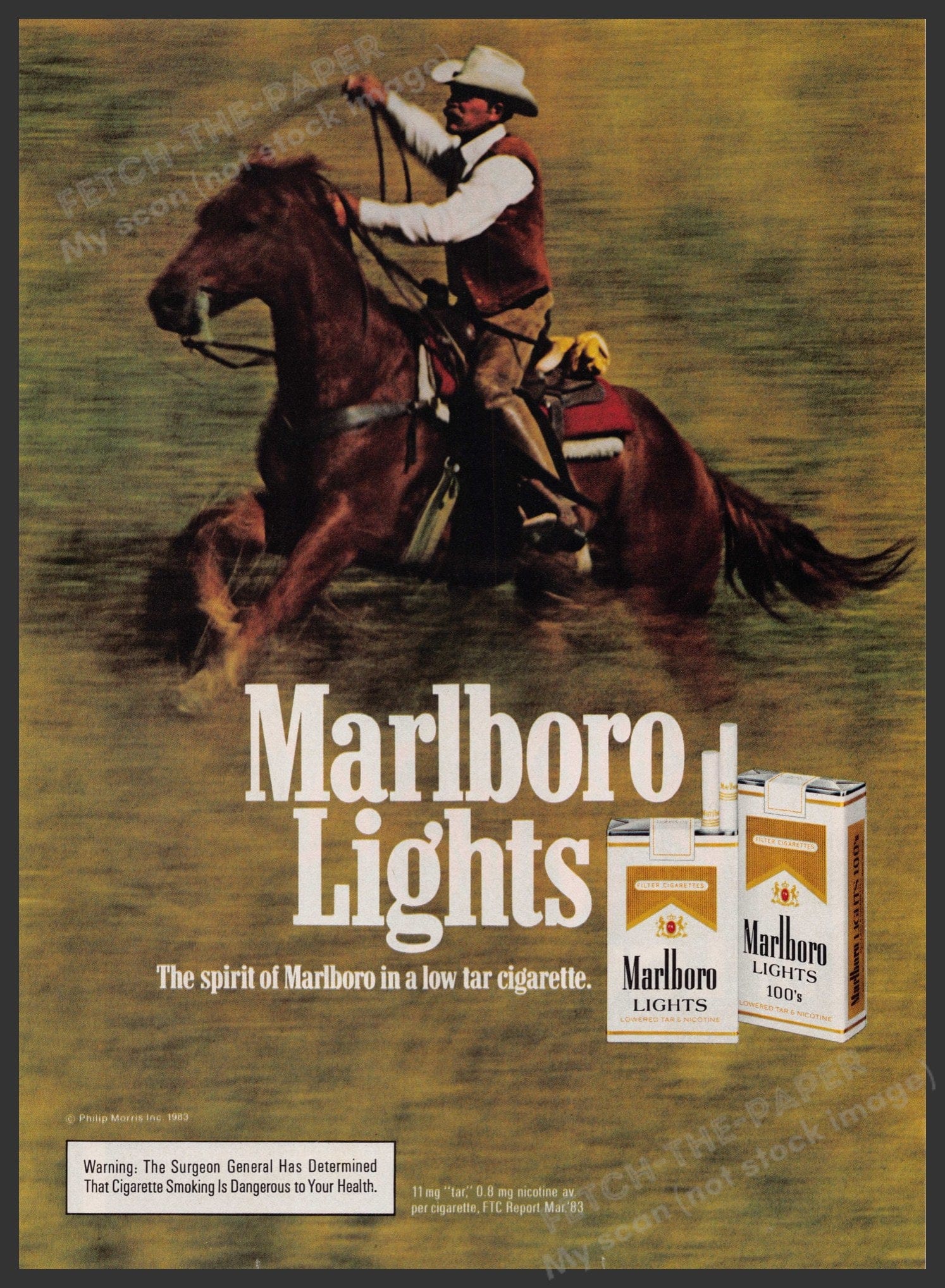 1983 Marlboro Cigarettes - Buckboard Wagon River Crossing Horses -Print Ad Photo Australia