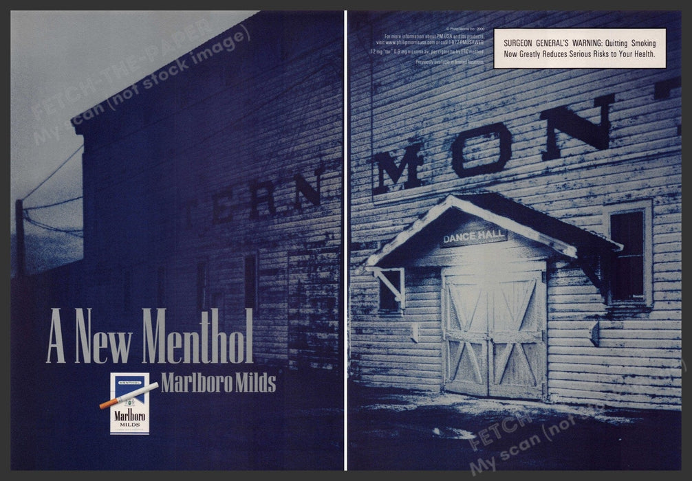 Marlboro Milds Menthol 2000s Print Advertisement (2 page) 2000 Old Building Fetch-the-Paper