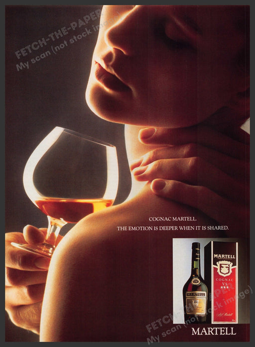 Martell Cognac Shared Emotion 1980s Print Advertisement Ad 1988 Nape Neck Hands Fetch-the-Paper