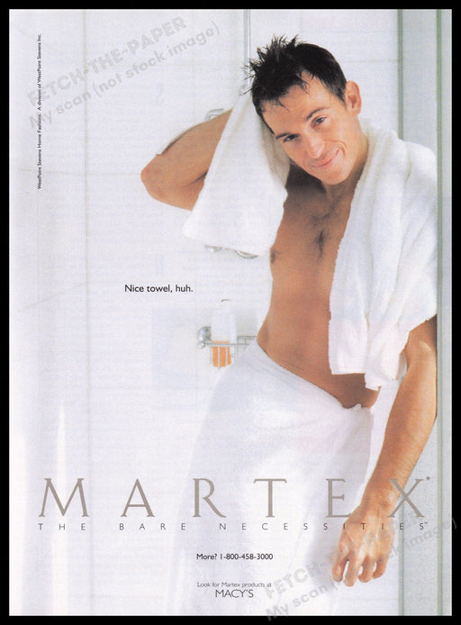 Martex Towels 1990s Print Advertisement Ad 1996 "The Bare Necessities" Fetch the Paper!