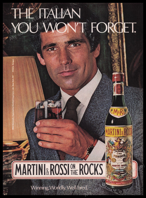 Martini & Rossi 1980s Print Advertisement Ad 1980 "The Italian You Won't Forget" Fetch the Paper!