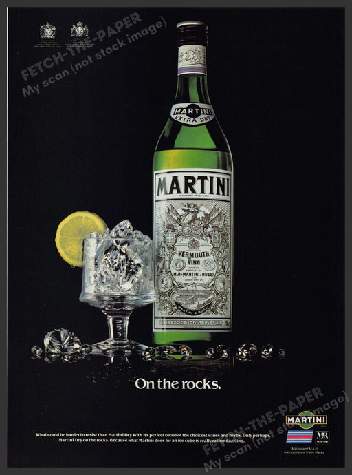 Martini Vermouth on the Rocks 1980s Print Advertisement Ad 1982 Fetch the Paper!