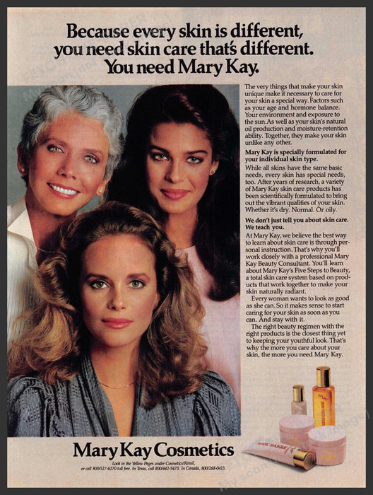 Mary Kay 1980s Print Advertisement Ad 1983 Skin Care Cosmetics Different Mary Kay
