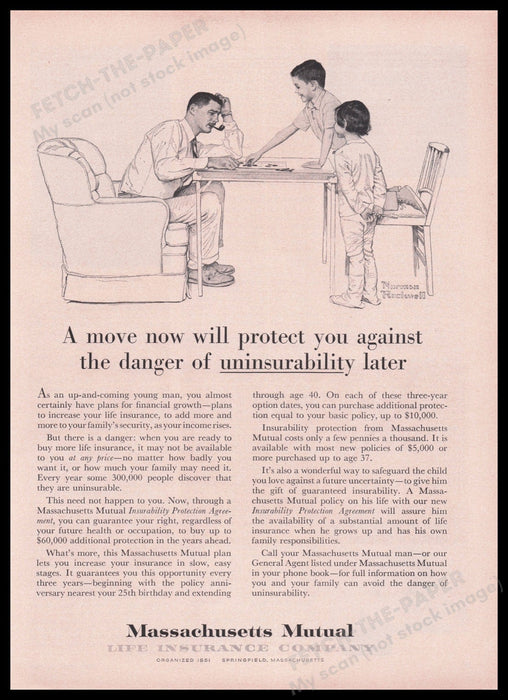 Massachusetts Mutual Life Insurance Company 1950s Print Advertisement Ad 1959 Fetch the Paper!