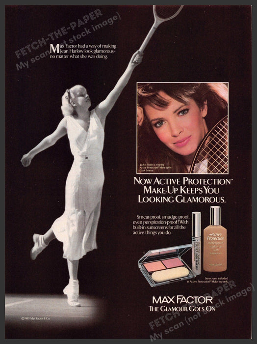 Max Factor 1980s Magazine Print Advertisement 1985 Jaclyn Smith Jean Harlow Max Factor