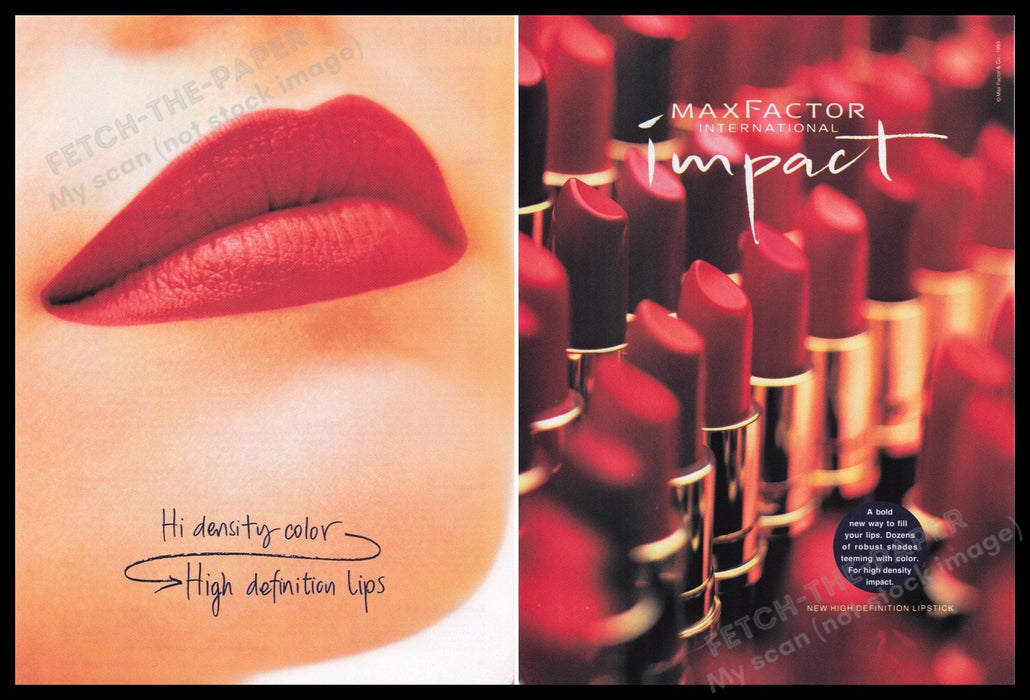 Max Factor 1990s Print Advertisement (2 pages) 1993 Lips Cosmetics Fetch the Paper!