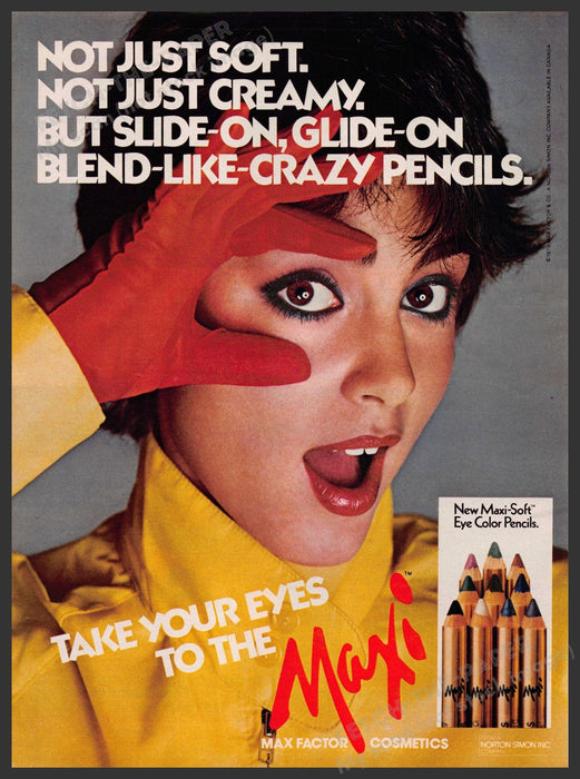 Max Factor Maxi-soft Eye Pencils 1970s Print Advertisement 1979 Max Factor