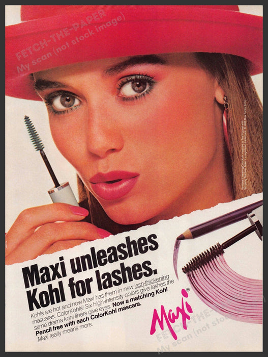 Maxi 1980s Magazine Print Advertisement 1986 Kohl for Lashes Eyes Maxi