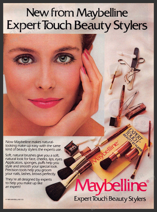 Maybelline 1980s Magazine Print Advertisement 1984 Expert Touch Beauty Stylers Maybelline