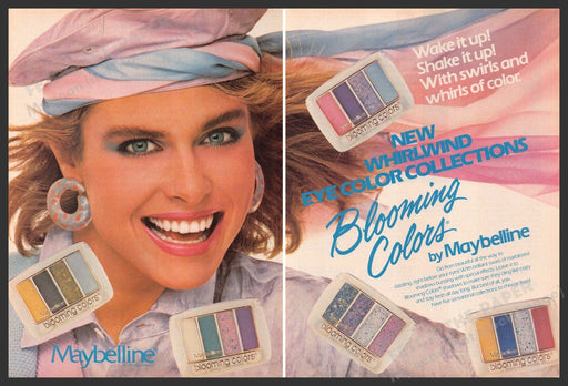 Maybelline 1980s Print Advertisement (2 page) 1987 Blooming Colors Maybelline