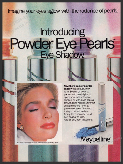 Maybelline 1980s Print Advertisement Ad 1987 Powder Eye Pearls Maybelline