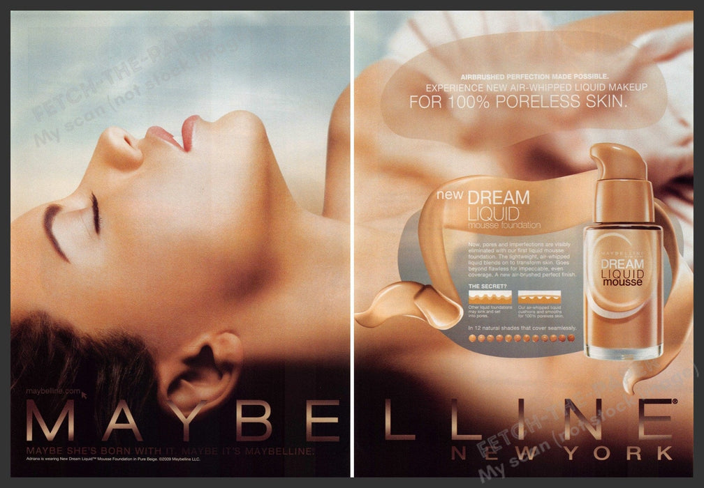Maybelline 2000s Magazine Print Ad (2 pages) 2009 Adriana Lima Dream New York Maybelline