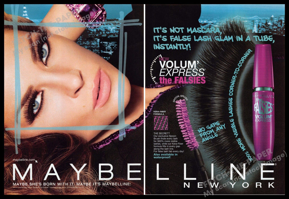 Maybelline 2010s Print Advertisement (2 page) 2010 Falsies Erin Wasson Model Maybelline