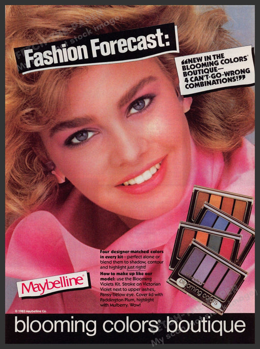 Maybelline Blooming Colors 1980s Print Advertisement 1983 Eye Shadows Fetch-the-Paper