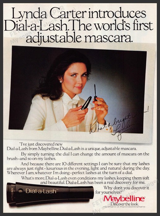 Maybelline Dial-a-lash Lynda Carter 1980s Print Advertisement Ad 1982 Fetch the Paper!