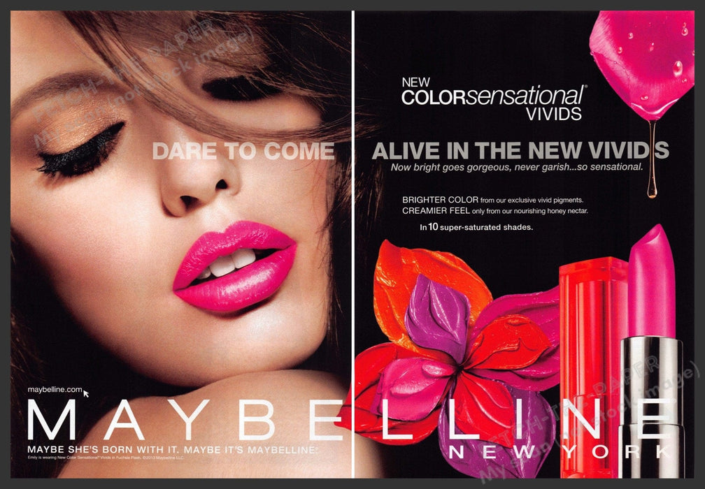 Maybelline Emily Didonato 2010s Print Ad (2 page) 2013 "Dare to come alive" Fetch-the-Paper