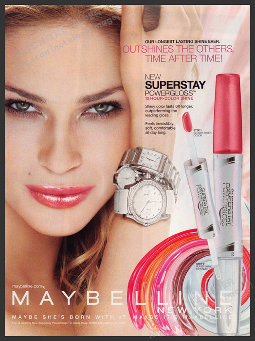 Maybelline Erin Wasson 2000s Print Ad 2007 Superstay Powergloss Lips Fetch-the-Paper