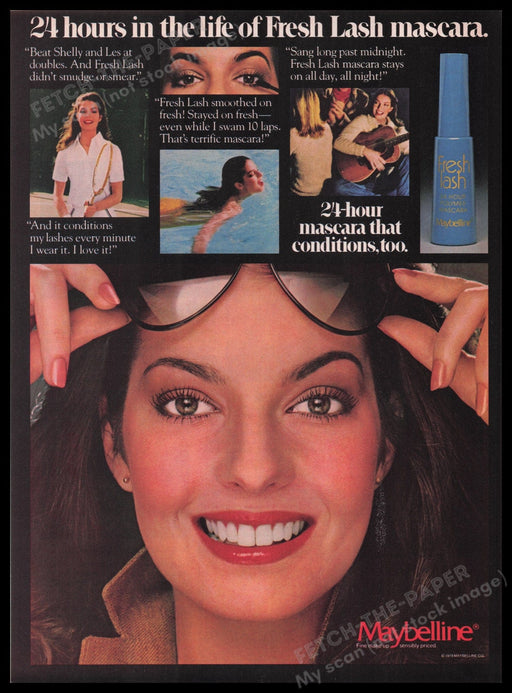 Maybelline Eyes 1980s Print Advertisement Ad 1980 24 Hours Mascara Fetch the Paper!