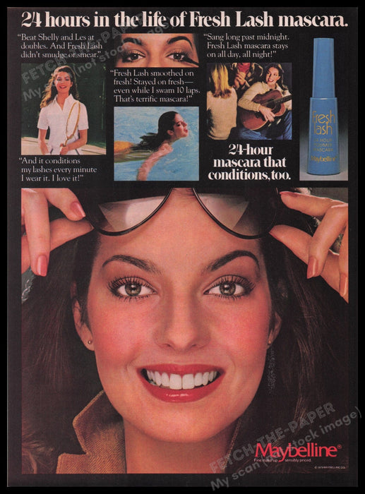 Maybelline Eyes 1980s Print Advertisement Ad 1980 24 Hours Mascara Fetch the Paper!