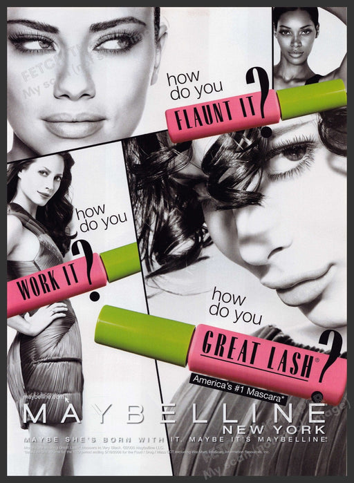 Maybelline Great Lash Super Models 2000s Print Advertisement Ad 2008 Fetch the Paper!