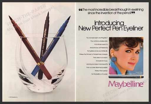 Maybelline Lynda Carter 1980s Print Advertisement Ad (2 pgs) 1987 Eyeliner Fetch-the-Paper