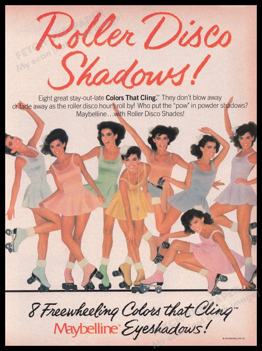 Maybelline Roller Disco 1980s Print Advertisement Ad 1980 Skates Legs Fetch the Paper!