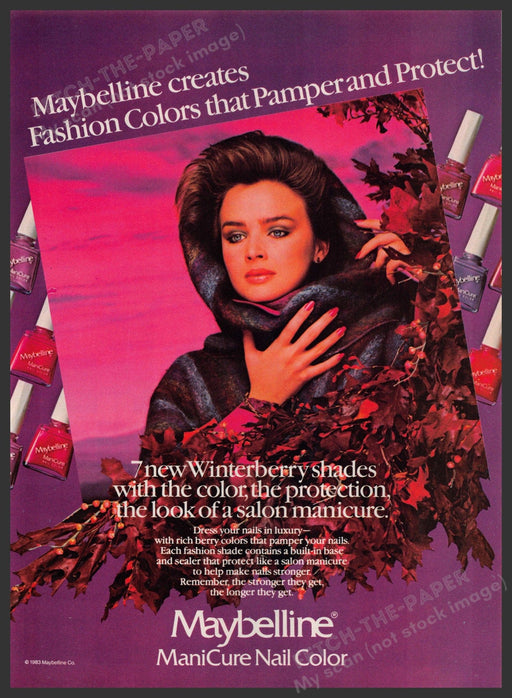 Maybelline Winterberry Nail Color Brit Hammer 1980s Print Advertisement 1983 Fetch-the-Paper