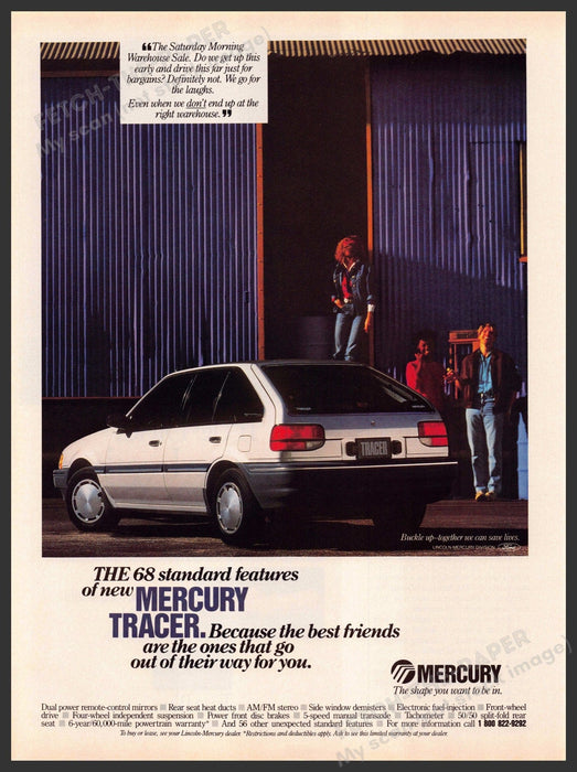 Mercury Tracer 1980s Print Advertisement Ad 1987 Friends Warehouse Mercury