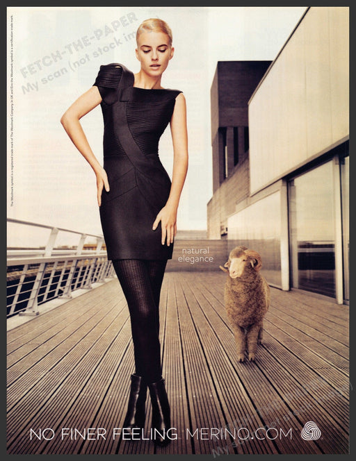 Merino Wool 2010s Print Advertisement 2011 Ram Sheep Fashion Natural Elegance Fetch-the-Paper