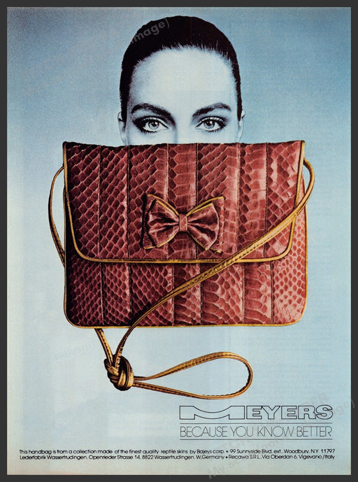 Meyers Handbags 1980s Print Advertisement Ad 1981 "Because you know better" Fetch-the-paper.com
