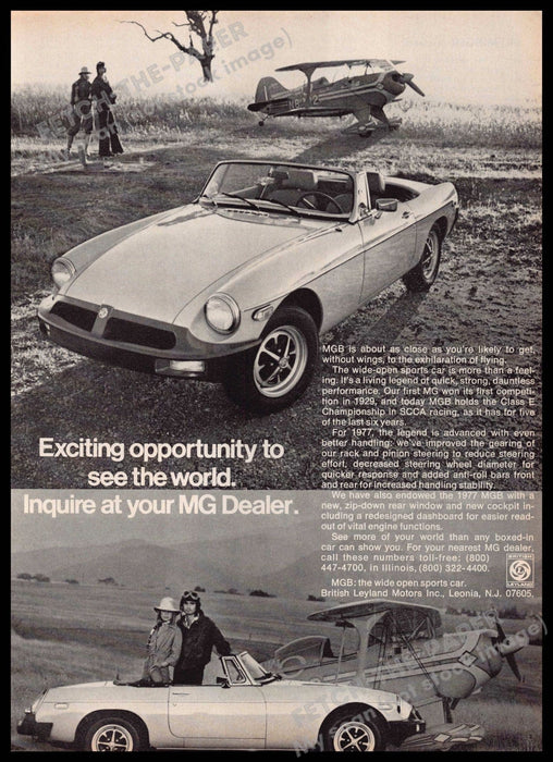 MG MGB 1970s Print Advertisement 1977 Prop Plane Exciting Opportunity MG MGB
