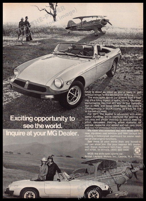 MG MGB 1970s Print Advertisement 1977 Prop Plane Exciting Opportunity MG MGB