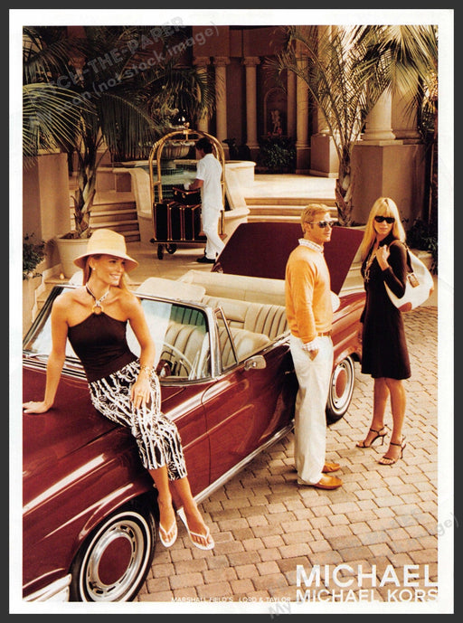 Michael Kors 2000s Print Advertisement 2005 Legs Fashion Hotel Convertible Car Fetch-the-Paper