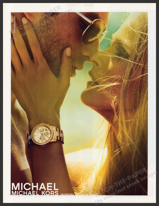 Michael Kors Watch 2000s Print Advertisement Ad 2008 Kissing Couple Fetch-the-Paper