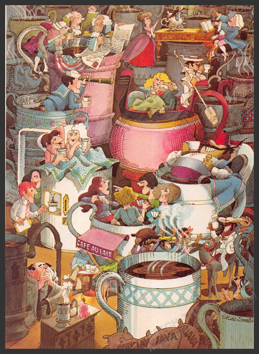Michael Smollin Artist 1970s Magazine Illustration 1976 Coffee Fetch-the-Paper