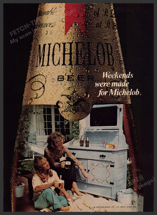 Michelob Beer 1970s Print Advertisement 1979 Weekend Projects Mother Daughter Fetch-the-Paper