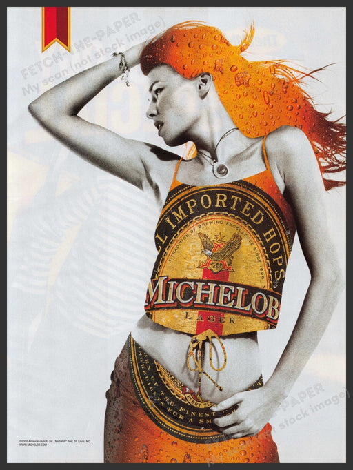 Michelob Beer Girl Dancing 2000s Print Advertisement Ad 2003 Fetch-the-Paper