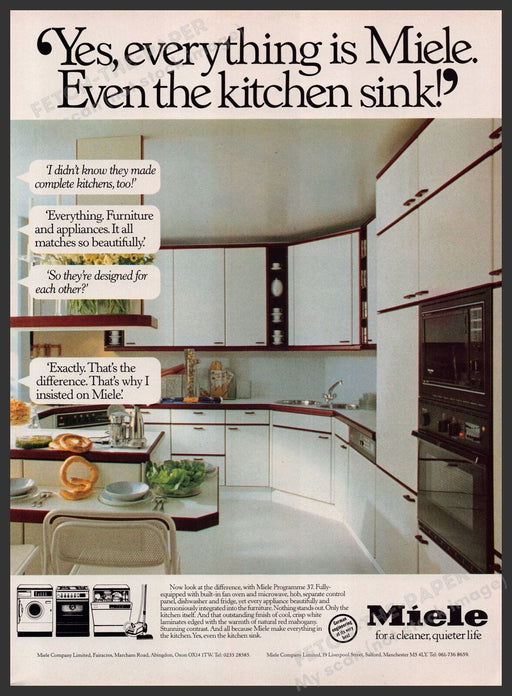 Miele Complete Kitchen Appliances 1980s Print Advertisement Ad 1982 UK Fetch the Paper!