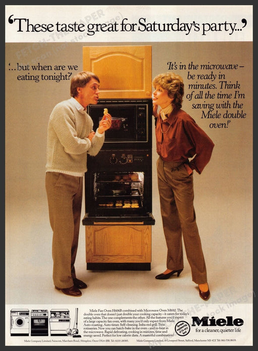 Miele H606B Oven M692 Microwave 1980s Print Advertisement Ad 1982 UK Appliances Fetch the Paper!