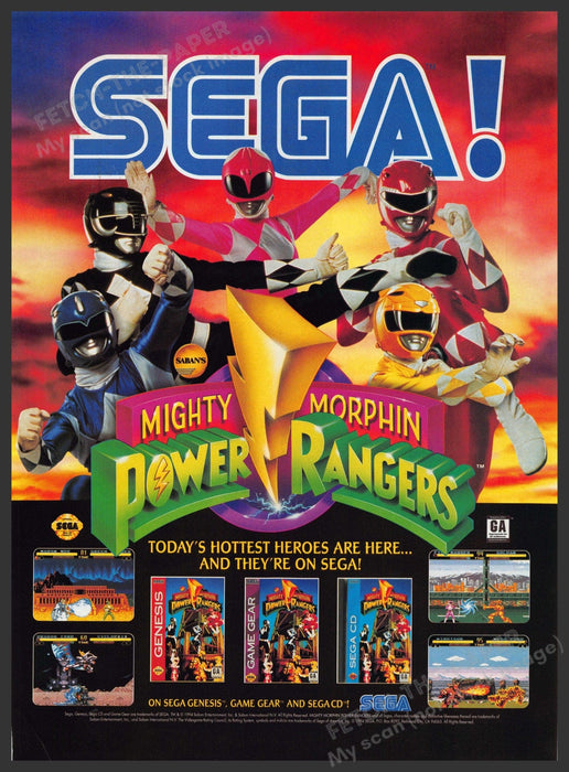 Mighty Morphin Power Rangers Video Game 1990s Print Advertisement 1994 Mighty Morphin Power Rangers
