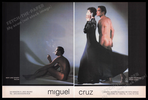 Miguel Cruz Clothing 1980s Print Advertisement (2 pages) 1987 Bare Body Male Fetch the Paper!