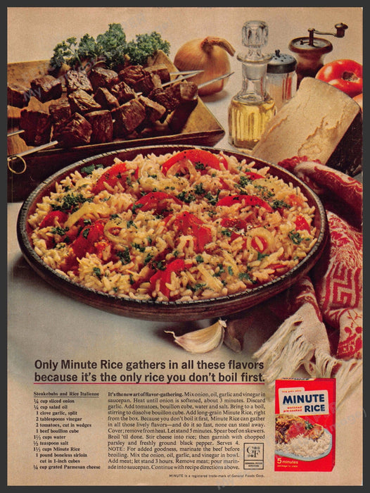 Minute Rice 1960s Print Advertisement Ad 1963 "Rice Italienne" Recipe Minute Rice