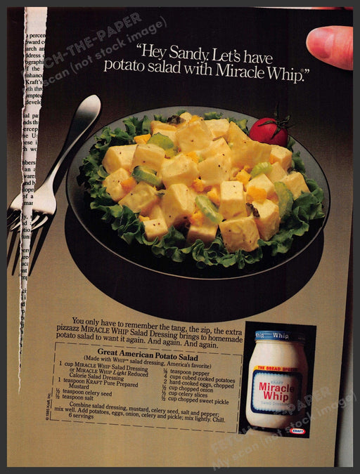 Miracle Whip 1980s Magazine Print Advertisement 1985 "American Potato Salad" Miracle Whip